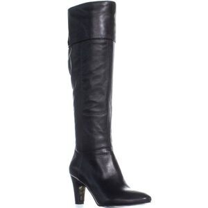 MAX DE CARLO Italian Made Black Leather Knee High Boot Size 9B